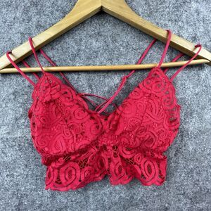 Victoria's Secret Pink Camisole Womens XS Red Lace Bralette Tank Top Cropped